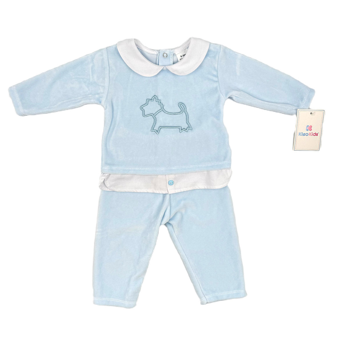 Kleo Kids Velour Scotty Dog Motif 2pc Set