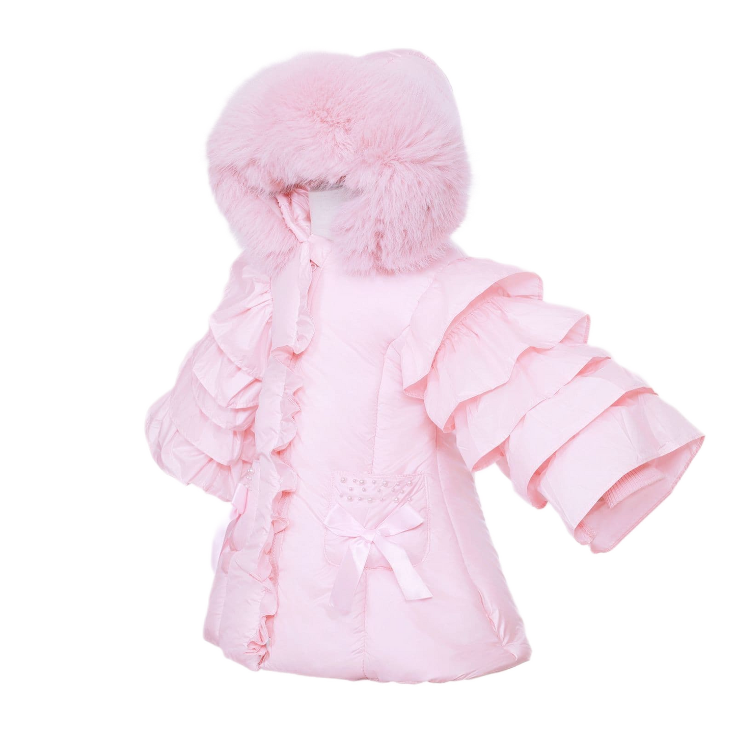 Pink Jacket Puffer Coat Fur Hood MYD410