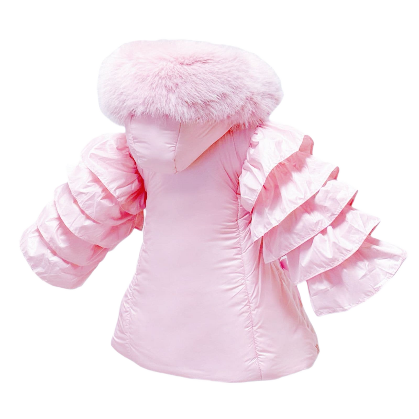 Pink Jacket Puffer Coat Fur Hood MYD410