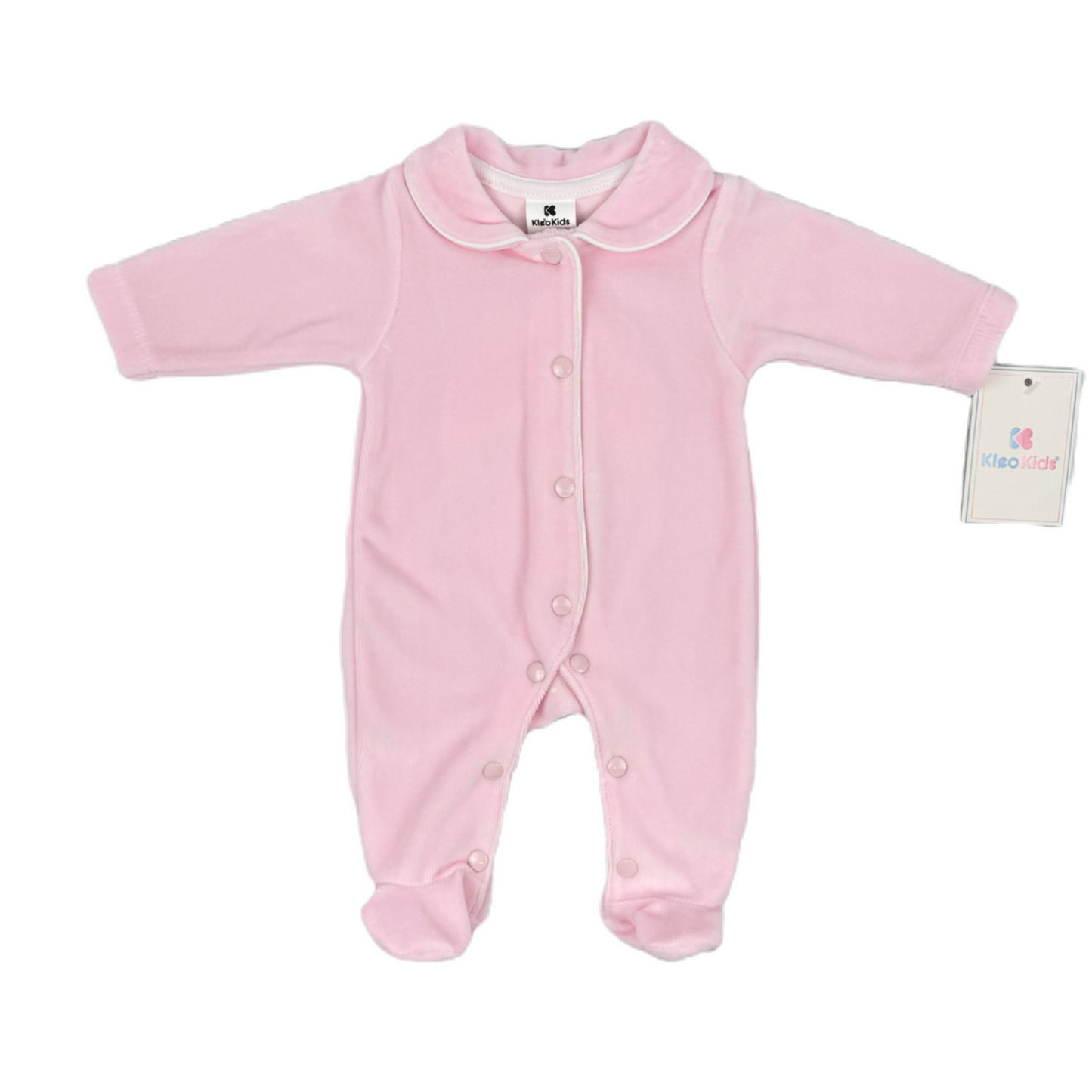 Pink Velour Angel Wings Baby Grow - Kleo Kids