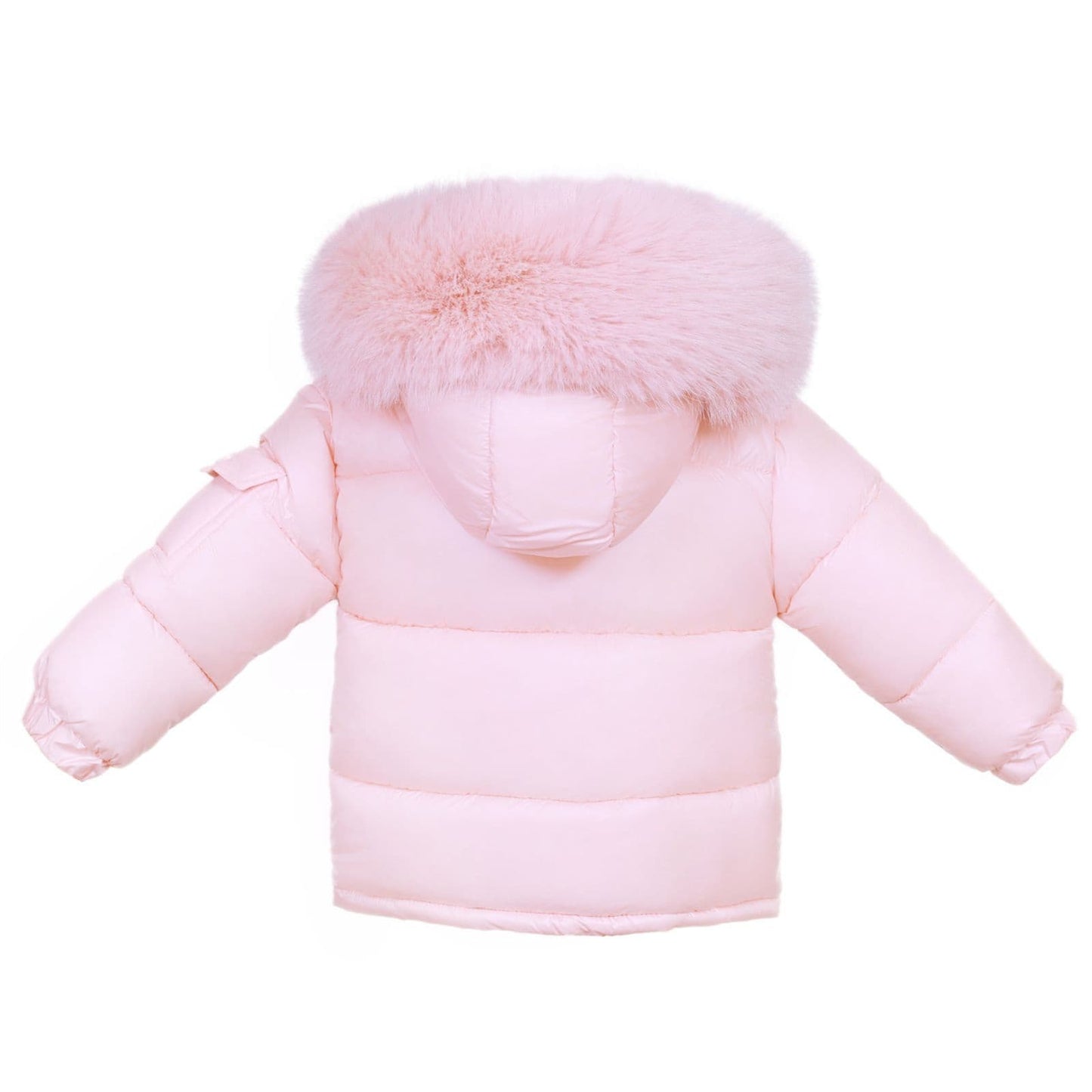 Baby Girl Pink Faux Fur Puffer Coat with Hood - MYD409P