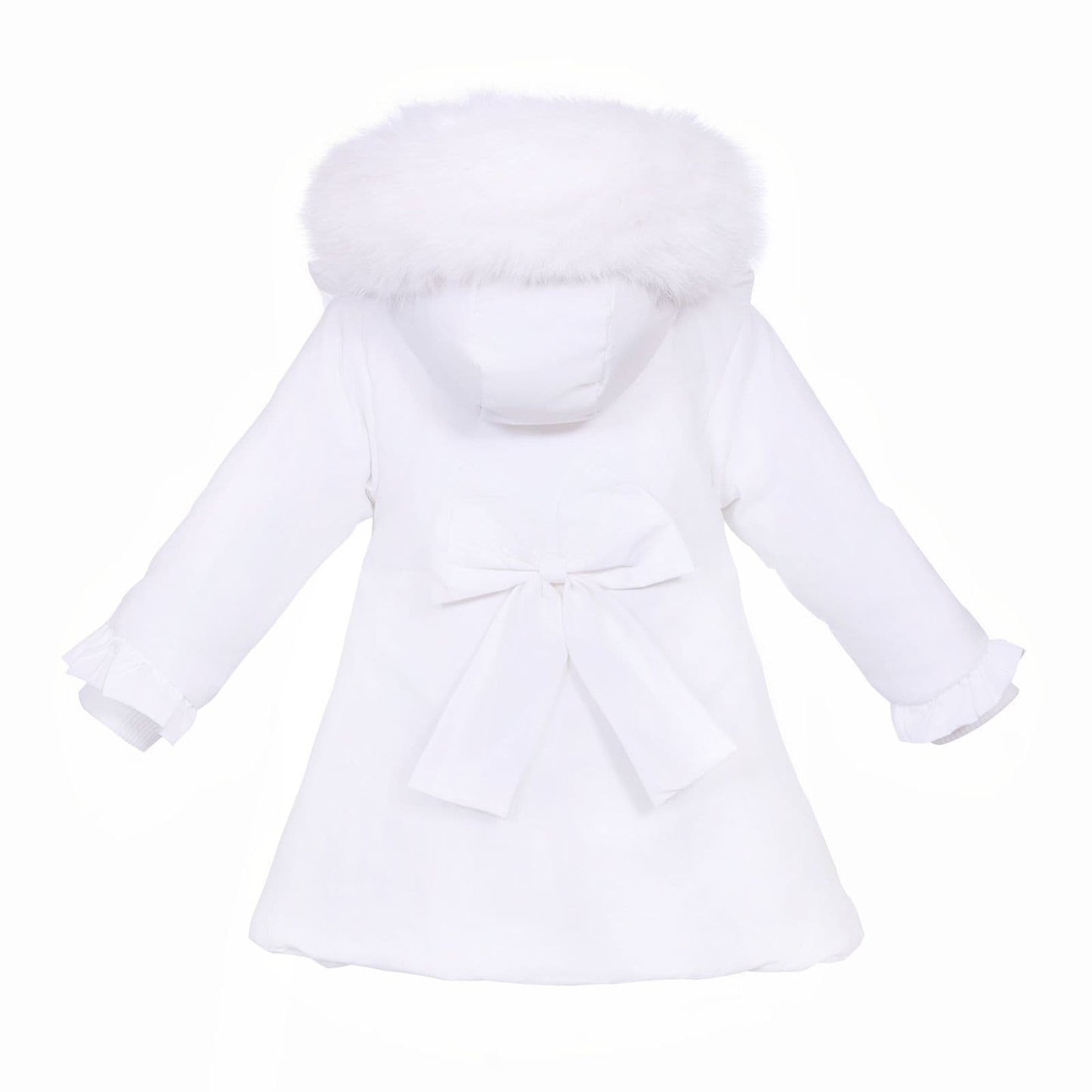 White Puffer Coat Fur Hood MYD411W