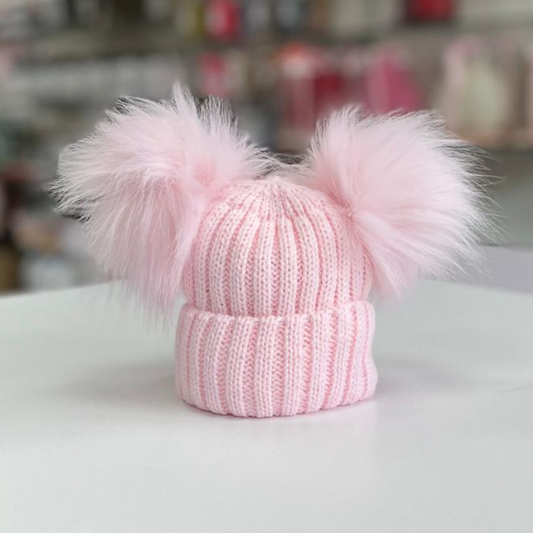 Pink Baby Hat Double Pom Pom | Kleo Kids