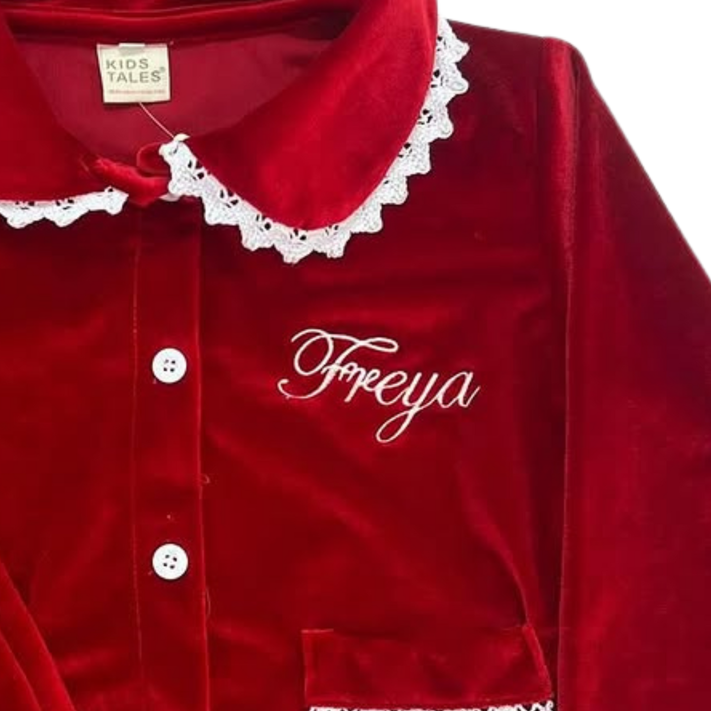 Christmas Personalised Girls Velour Pyjama Set