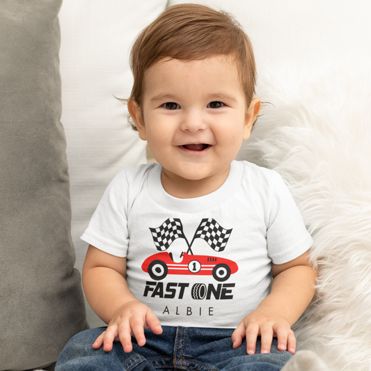 Fast One Boys T shirt Personalised with Name