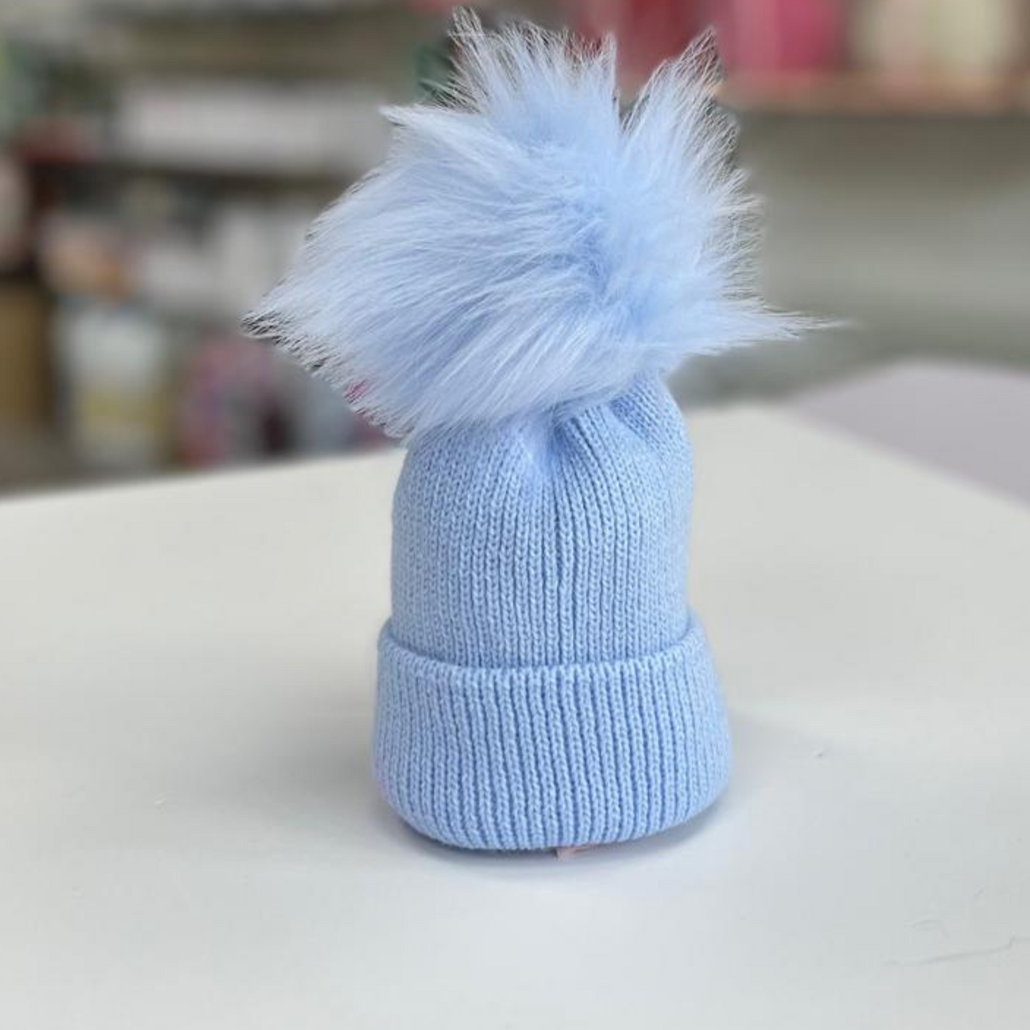 Baby Blue New Born Single Pom Close Knit | My Little Chick