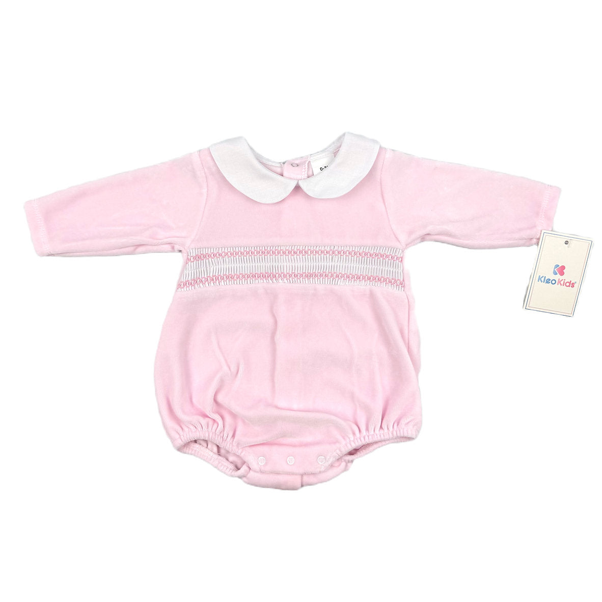 Kleo Kids Velour Romper with Smocking