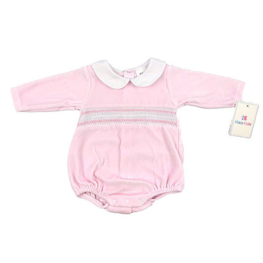 Kleo Kids Velour Romper with Smocking