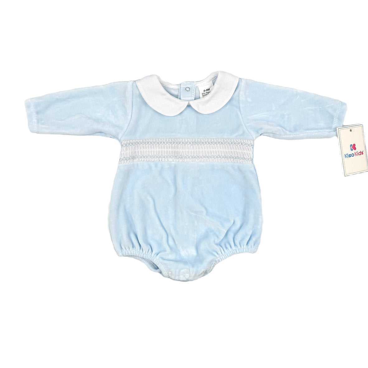 Kleo Kids Velour Romper with Smocking