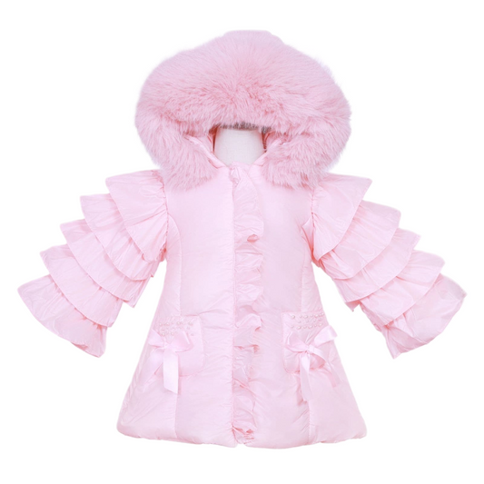 Pink Jacket Puffer Coat Fur Hood MYD410