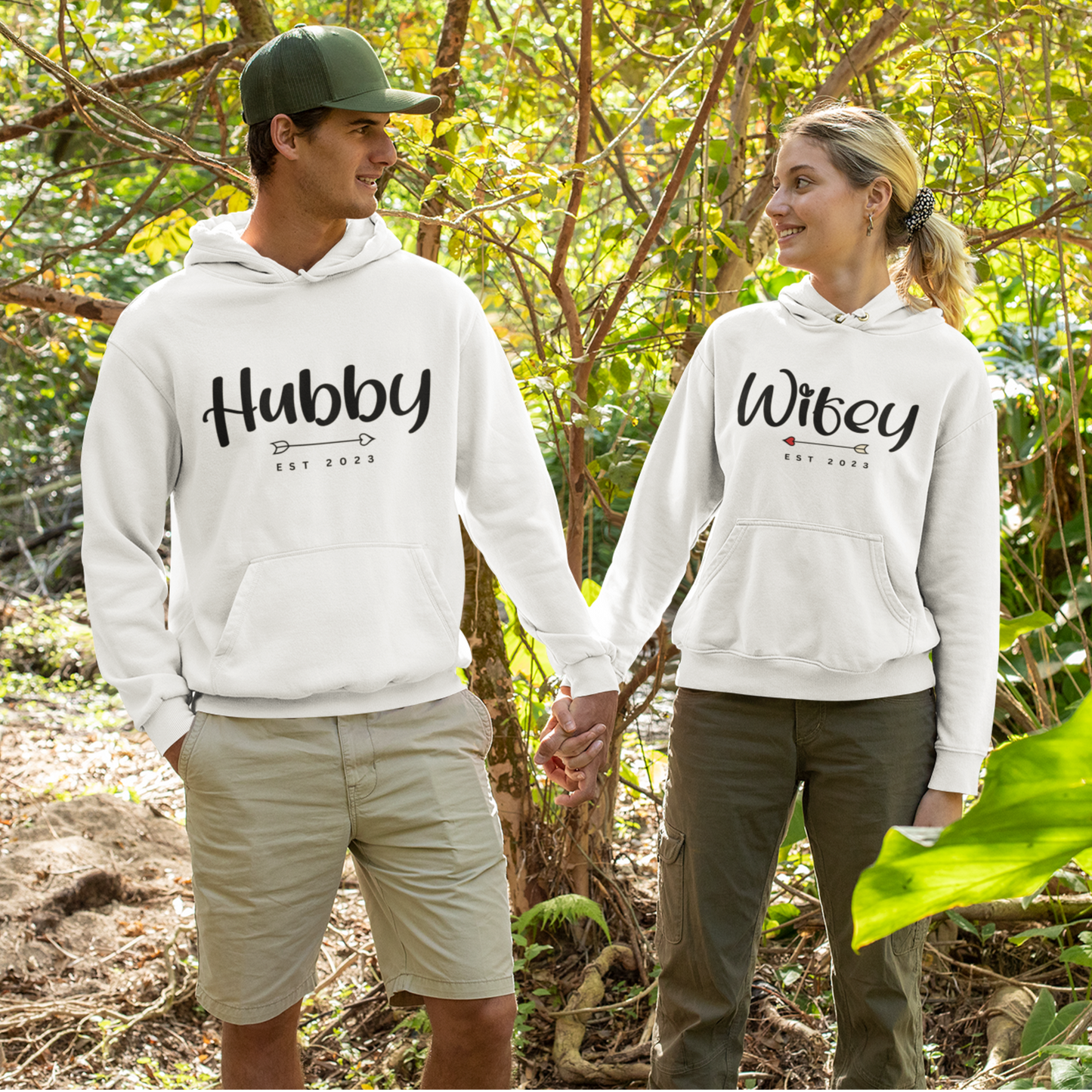 Valentine Couples Hubby and Wifey Hoodies