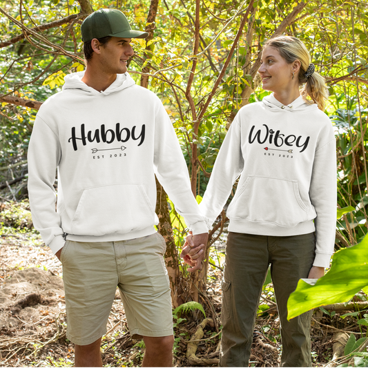 Valentine Couples Hubby and Wifey Hoodies