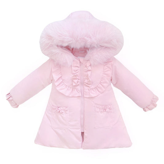 Pink Puffer Coat Fur Hood MYD411