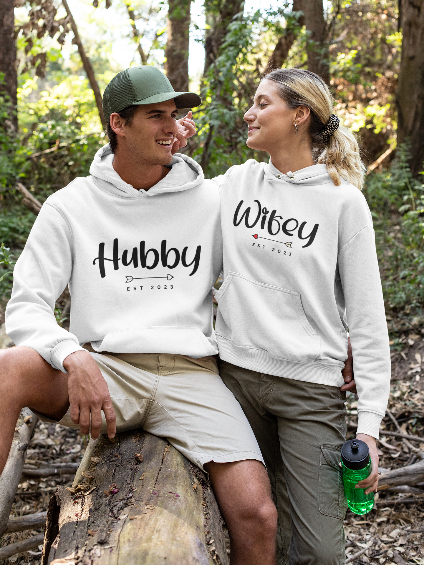 Valentine Couples Hubby and Wifey Hoodies