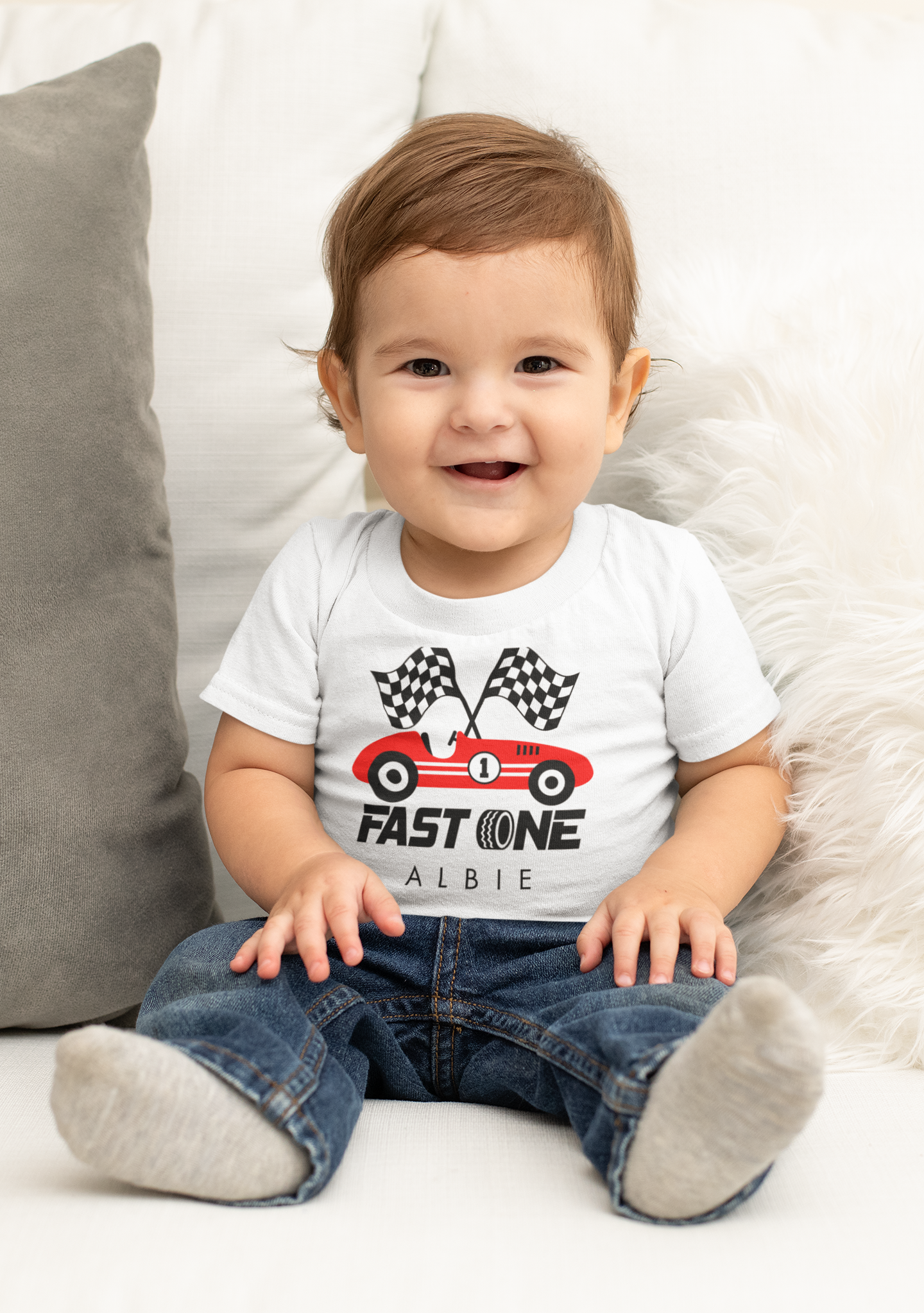 Fast One Boys T shirt Personalised with Name